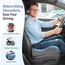 Gel Seat Cushion For Office Chair And Car Seat With Ergonomic Zoning Memory Foam Chair Cushion For Sciatica Lower Back Tailbone Pain Relief And Intimate Ventilation Non-Slip Airy Cover - 灰色 - 查看 2