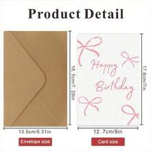 Carte de vœux d'anniversaire lisse avec une belle décoration de nœud sur le devant. Conception fluide de haute qualité au dos. "Joyeux anniversaire!" La conception exquise en fait un cadeau d'anniversaire idéal pour les amis, la famille et les camarades de classe. - Multicolore - Voir 6