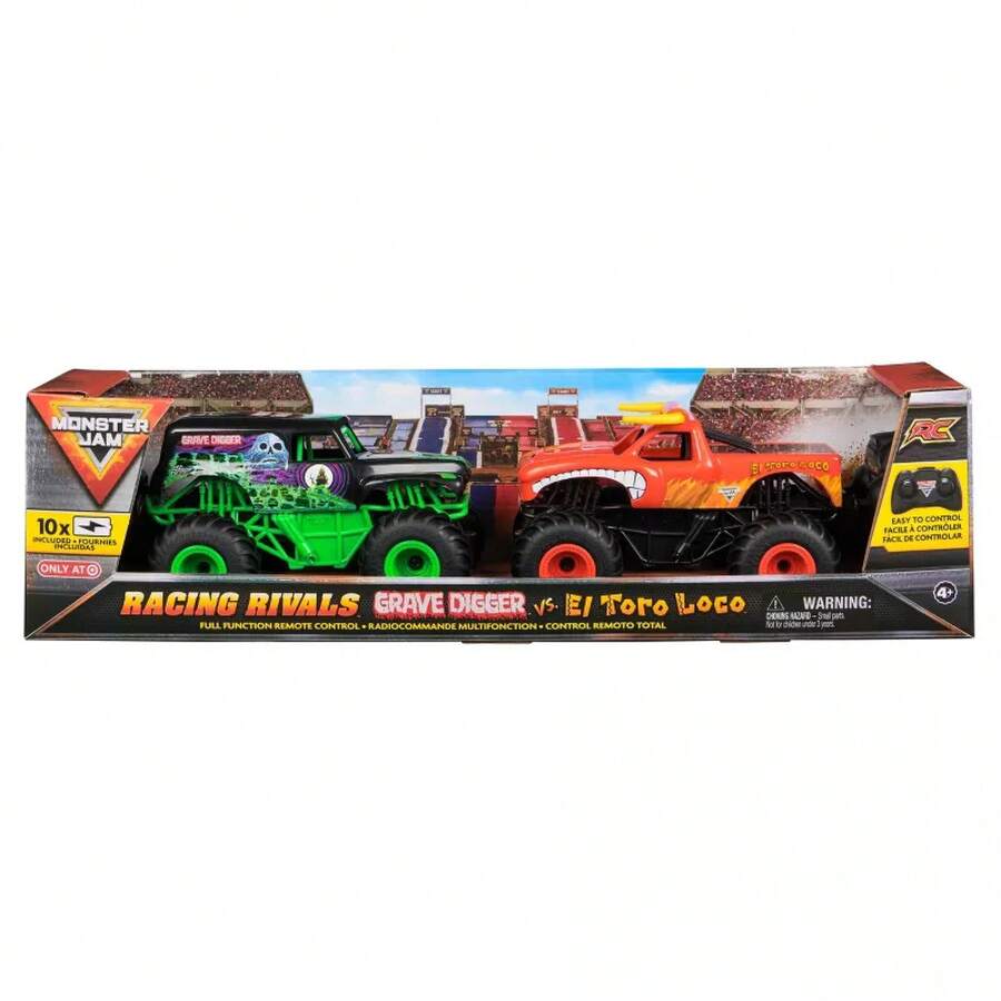 Monster Jam Official Grave Digger Vs El Toro Loco Racing Rivals Remote Control Monster Trucks - 1:24 Scale - 2 Pk - 1 - View 1
