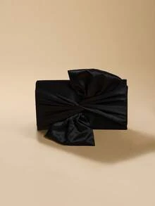 Bolso clutch de satén con mariposa & en forma de flor para fiesta, noche - Negro - Ver 5