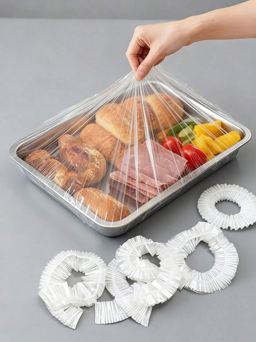 100pcs Large Size Disposable Transparent Plastic Wrap - Polypropylene Material, For Snacks, Fruits, Vegetables And Bread - Multipurpose Storage For Home Or Restaurant, Food Storage Organizer - Transparent Design - Plastic