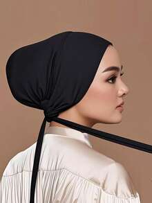 1pc Women's Solid Color Headscarf Lining, Breathable Soft Stretchy Headscarf Lining, Non-Slip Comfortable Headscarf, Chemo Sleep Cap, Lightweight Head Cover, Suitable For Daily Wear, Hair Loss, Travel, Yoga, Work, Headscarf Lining, Summer, Beach, Hat - Color - View 9