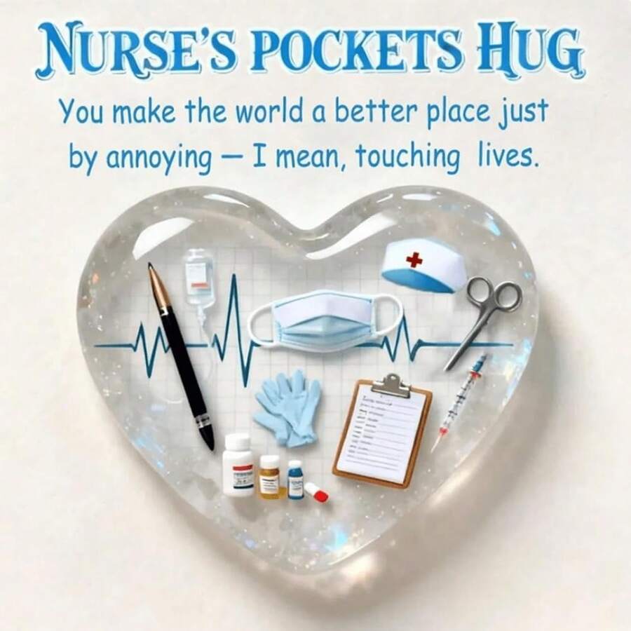 病毒治愈护士口袋拥抱透明心形树脂摆件+感谢卡套装，医护人员毕业/离职/节日礼物 - 均款 - 查看 1