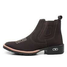 Men's Country Ankle Boot, Casual Suede Cowboy Boot, Comfortable And Durable. - 鏽棕色 - 查看 5
