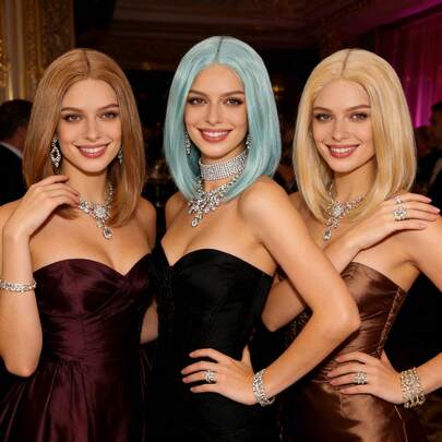 Short Bob Lace Front Wigs For Women, 13x4x1 & 13x5x1 HD Transparent Lace Frontal Wig, Straight Synthetic Hair Wig With Middle Part, Natural Looking Heat Resistant Fiber Wigs For Daily Wear, Cosplay, Party & Holiday, Available In Orange, Mint Blue, Auburn Brown, Soft & Breathable Cap, Easy To Style, Long Lasting Vibrant Color