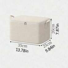 1pc Large Capacity Foldable Storage Bag With Lid, 1pc Foldable Fabric Storage Bag, Washable. Suitable For Clothing Storage, Seasonal Clothing Storage, Under Bed, Wardrobe, Moving - Ideal For Clothes, Bedding, Quilt Storage. Under Bed Storage Box, Dorm Storage, Breathable Fabric Storage Bag, Also Suitable For Back To School Season. - White - View 6