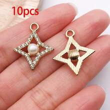 10/30 chiếc mặt dây chuyền đính đá lấp lánh hình ngôi sao, mặt trăng, mặt trời mạ vàng dùng để làm trang sức thủ công DIY, vòng cổ, vòng tay, bông tai. - Nhiều màu - Xem 11