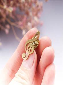 1pc Casual Stainless Steel Fashion Music Note Unisex Brooch, Shirt/Suit Lapel Pin Accessory, Gift For Music Lovers - Multicolor - View 5