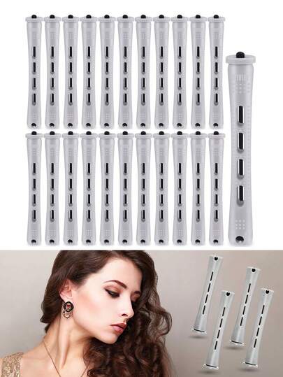 Ống uốn tóc bằng nhựa cho tóc tự nhiên, ống uốn tóc nhỏ không cần nhiệt, ống uốn sóng lạnh cho nữ, dụng cụ tạo kiểu tóc tại nhà.