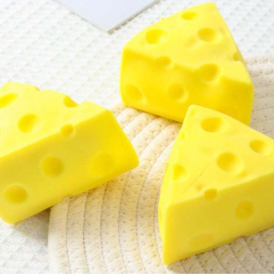 Queeze Cheese - Extra Large Soft Squeezable Cheese Blocks | Gurgle Gift, Adult Fun Cheese | Giant Stress Relief Ball | Adult Sensory Stress Relief Cheese - Sunshine Entertainment - 黃色 - 查看 1