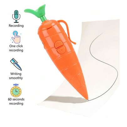 2pcs Carrot Shaped Voice Recorder Pen, Student Exclusive Writing Tool. This Is A 2-Piece Round Carrot-Shaped Pen That Can Be Used For Writing And Recording, An Educational Item. The Judy Animal Stationery Carrot Shaped Voice Recorder Pen Is Small And Cute, Press To Write, An Ideal Recording Tool For Students.