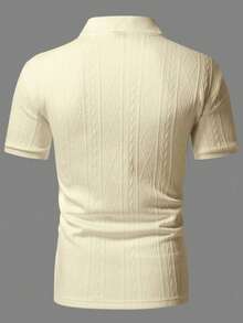 Men's Short-Sleeved Polo Shirt With Collar, Solid Color And Basic Texture, For Husbands, For Going Out, Old Money Style - Apricot - View 2