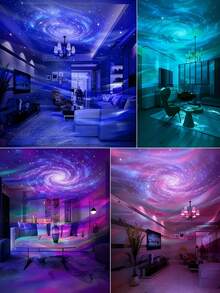 1 pieza Lámpara proyector USB con estrella/onda/aurora, luz de escritorio con control remoto para ajustar la iluminación y la velocidad, crea una atmósfera romántica, proyector de luz nocturna para adultos, adecuado para oficina, sala de juegos/dormitorio/techo/fiesta - luz policromática - Ver 11