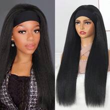 Headband Wig, Yaki Ribbon Hair, Black Synthetic Ribbon Wig, Lace-Free Wig, Natural Color Wig Cap - Multicolor - View 1