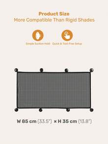 1Set Car Rear Window Sunshade With 8 Suction Cups, Universal Fit Car Back Window Shade For Baby, Ideal For Families With Kids' Daily Commute & Travel - Black - View 3