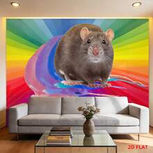 2D Flat, [2D Flat Printing] 1 Large Size Pattern Printing Tapestry- Always Be Rat-Ional, Rat, Rainbow, Positive Caption, Humorous Image., Room Wall Decoration, Not Luminous, Suitable For Bedroom, Living Room, Meditation Area, Office - 1PC - Xem 9