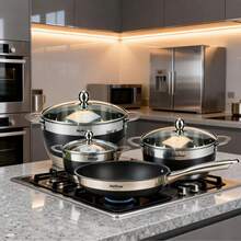 12pcs Multi-Function Cookware Set / Soup Pot & Frying Pan With Lid / Suitable For All Stoves / Random Colors - View 8