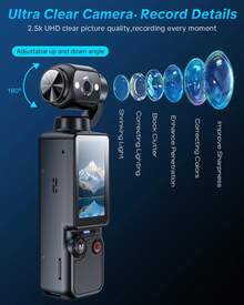 W & O Vlogging Camera With Flash Light 180° Rotating Lens Pocket Handheld POV Camera Audio Video Recording 7H Long Battery One-Button Recording For Travel Daily Life Black - 查看 8