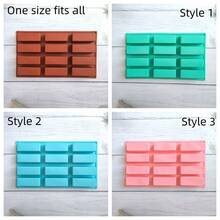 1个装12孔巧克力棒模具，饼干模具，冰格，磨牙棒模具，硅胶格兰诺拉麦片棒模具，12孔长方形蛋白棒模具，硅胶烘焙模具，适用于黄油/巧克力/糖果/谷物/能量棒 - 彩色 - 查看 8