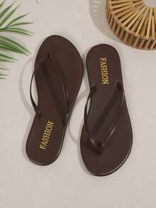 Dép xỏ ngón đế bằng cho nữ tuổi teen, dép quai ngang, kiểu dáng thường ngày đi biển, dép hở mũi thời trang mùa hè, phù hợp với váy, đi biển. - Cà phê nâu - Xem 8