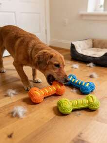 Interactive Talking Dog Chew Toy, Rubber Bone-Shaped Toy With Cute Cartoon Patterns, Multi-Color Options, Built-In Sound Device, Helps Clean Teeth, Relieve Teething Discomfort, Prevent Oral Issues, Fresh Breath, Suitable For Solo Play, Chewing, Outdoor Activities, Daily Play And Training, Classic Pet Supplies - Multicolor - View 3