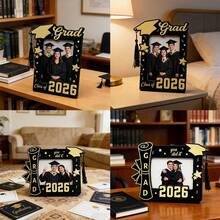 1/2pcs 3D Wooden 2026 Graduation Themed Photo Frame Decor, Graduation Gift, Graduation Cap Wooden Frame With Inspirational Quote, Suitable For Graduation Photos, Perfect For Graduation Party Decoration And Commemorative Gift - Picture Frame - View 3