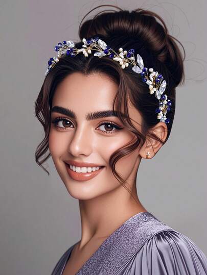 1pc Elegant Crystal & Rhinestone Headband, Delicate Bridal Wedding Headpiece Suitable For Photography, Formal Events, Dates, Holidays, Casual Wear For Women