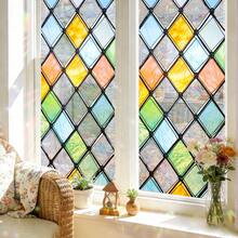 1/4pcs Colorful Geometric Diamond Glass Window Film, Rainbow Catcher Static Cling Privacy Glass Sticker, Removable PVC Decal For Bathroom, Home, Office - Diamond-shaped Color Film - View 10
