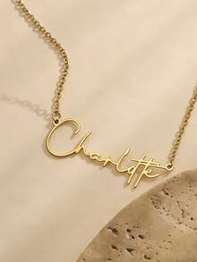 Dây chuyền khắc tên nữ cổ điển, đơn giản, thời trang, chữ viết tay uốn lượn, dây chuyền xương đòn bằng thép không gỉ, mặt dây chuyền thủ công, trang sức khắc tên, quà tặng Giáng sinh vui nhộn, quà tặng bí mật cho phái nữ. - Vàng 2 - Xem 4