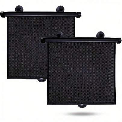 1 tấm che nắng có thể thu gọn, dễ lắp đặt, chống tia UV, chịu nhiệt, chất liệu polyester, kiểu dáng cổ điển màu đen, thích hợp cho cửa sổ nhà và cửa xe hơi mùa hè.