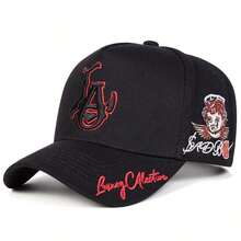 1pc Men's LA Truck Driver Hat, Personality Letter Heart Embroidery Baseball Cap, Streetwear Fashion 5-Panel Hat, Outdoor Sun Protection Casual Cap For Spring, Autumn, Travel, Beach - Gạo đen - Xem 4