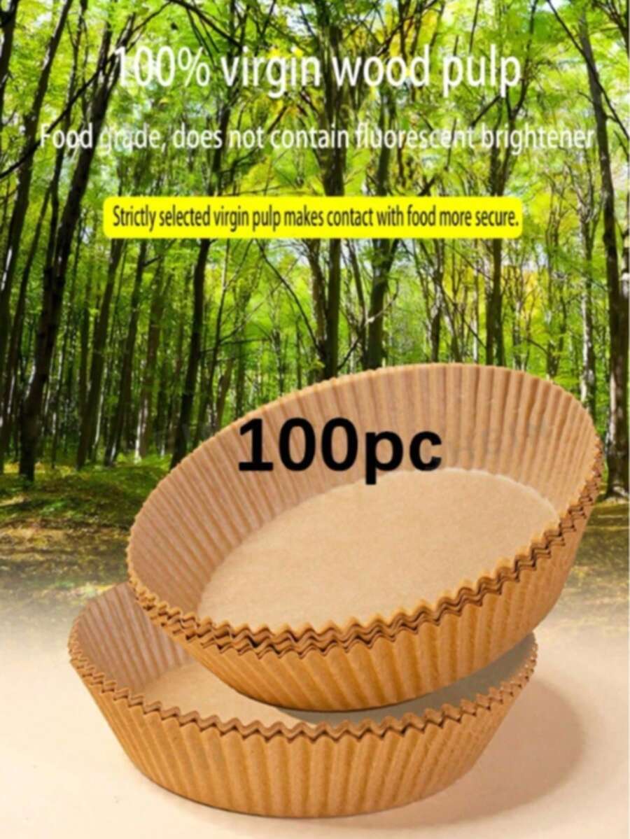 50/100片装不粘空气炸锅衬垫 - 圆形烘焙纸烤垫，更健康的烹饪方式，易于清洁 - 非常适合家庭和商业用途。 - 彩色 - 查看 1