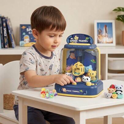 Mini Máquina de Peluches Minis"Space Travel" – Juego Interactivo con Sonido y peluches de Diferentes Diseños de Animales