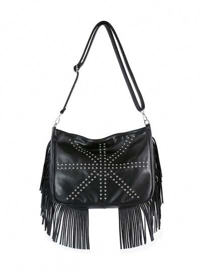 1 chiếc túi đeo vai nữ phong cách Bohemian phương Tây có tua rua, túi đeo vai kiểu Hobo Punk màu đen có đinh tán và ví, túi đeo chéo phong cách Gothic có tua rua, túi xách giả da, túi đeo chéo Boho, ba lô, phong cách Y2K, túi xách mùa hè, túi đeo chéo nữ, món quà hoàn hảo cho vợ, mẹ, bạn gái nhân dịp đám cưới, tiệc cocktail, sinh nhật, Giáng sinh, Lễ Tạ ơn, Ngày Valentine, kỷ niệm.