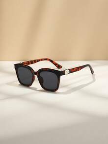 1pc European And American Retro Cat Eye Frame Y2K Fashion Glasses, Versatile Street Style Lightweight PC Leopard Print Bohemian , All Season - Multicolor - View 3