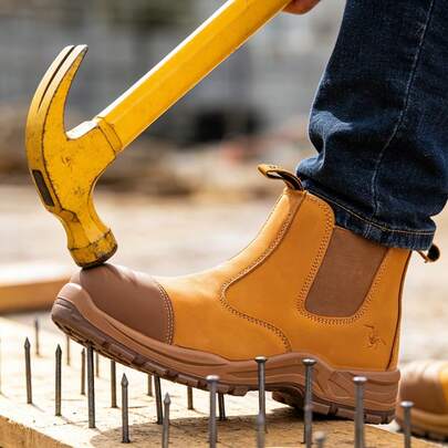 1 par de zapatos de trabajo cómodos para hombres y mujeres, usar 1 talla talla grande grande, con puntera de acero, anti-perforación, antideslizante, botas de trabajo de compresión de alta parte superior, adecuadas para construcción, jardinería y otras industrias, protección de