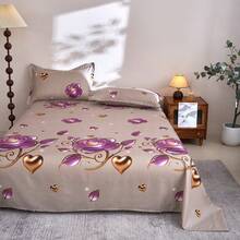 1pc Floral Print Bedsheet (Includes Pillowcase, Excludes Filling) Polyester Fabric Printed Bedsheet Bedcover, Washable, Soft & Durable, Suitable For Bedroom Or Guest Room, Modern Minimalist Home Bedding - Mina - View 2