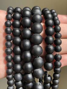 4/6/8/10mm Natural Matte Black Agate Stone Beads, Round Loose Spacer Beads For Jewelry Making DIY Necklace Bracelet Accessories. - Black - View 10
