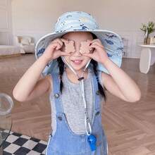 1件儿童防晒披肩帽，夏季男女宝宝透气大帽檐遮阳帽 - 彩色 - 查看 4