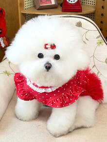 1pc Spring/Summer New Pet Princess Dress, Red Polka Dot Dog/Cat Princess Tulle Dress, Comfortable Versatile Pet Vest, Suitable For Poodle, Teddy, Maltese, Chihuahua And Other Medium/Small Pets For Daily Wear, Party, Home, Outdoor - Multicolor - View 16
