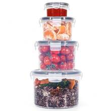 Caperci 4个带盖密封食品储物盒 - 100% 防漏，塑料餐食准备容器，适用于厨房收纳整理，可用于洗碗机、微波炉和冰箱。 - 透明色 - 查看 6
