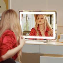 Large LED Makeup Vanity Mirror With 10X Magnification & Dimmable Lighting - Round White Led - View 6