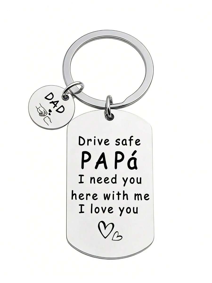 Quà tặng Ngày của Cha/Móc khóa kim loại khắc chữ thời trang, tối giản và bền chắc, thích hợp làm quà tặng Ngày của Cha, sinh nhật, kỷ niệm, Lễ Tạ ơn để thể hiện tình yêu và lòng biết ơn dành cho bố. #MócKhóa #QuàNgàyCủaCha - Bạc - Xem 1