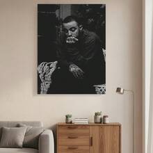 Framed Pintura artística de póster de  , 1 pieza, plano 2D - Estilo vintage en blanco y , ideal para decoración de pared de dormitorio, oficina, sala de estar, 30.48x40.64 cm, estética de tensión dramática, decoración de dormitorio universitario | Póster vintage | Efecto ramé - Enmarcado - Ver 2