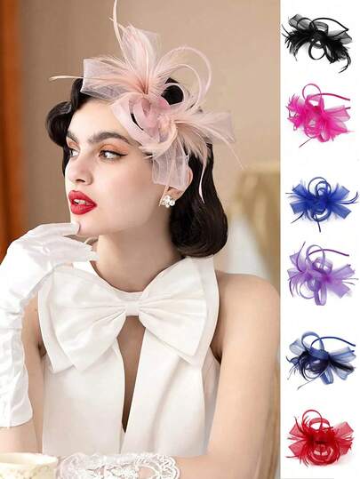 1pc Elegant Mini Hat, Kentucky Derby Style With Veil, Suitable For Ladies Tea Party, Bridal Wedding, Halloween, Church Event, Top Hat, Rave Party, Halloween Accessory, Bride-To-Be, Mini Top Hat, Mini Hat, Fashion Elegant Party Bridal Headpiece