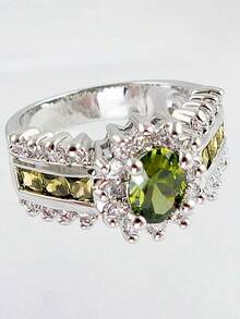 1枚奢华立方氧化锆戒指，女士款，适合婚礼、订婚、周年纪念、派对、情人节等场合佩戴。 - 1# - 查看 6