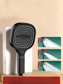 2pcs High Pressure SPA Massage Shower Head With Hose, Adjustable Bracket, 3 Spray Modes, 130mm Wide Panel, ABS Resin Wall-Mounted Polished With Filter, No Electricity Needed, Easy Installation Bathroom Accessory, Fashionable Design, Durable Structure - Multicolor - View 7