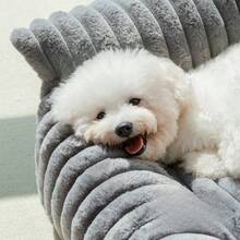 Premium Cream Plush Pet Sofa, Removable & Washable Cat Bed, Comfortable 4-Season Indoor Dog Sofa, Elegant Furniture Style Pet Nest - Multicolor - View 3
