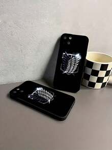 Emblema plateado de  con alas negras.funda de teléfono Fundas compatibles con ,Apple,VIVO,OPPO,,, y Honor.Fabricadas en silicona TPU,ofrecen protección contra golpes y caídas. - Negro - Ver 7