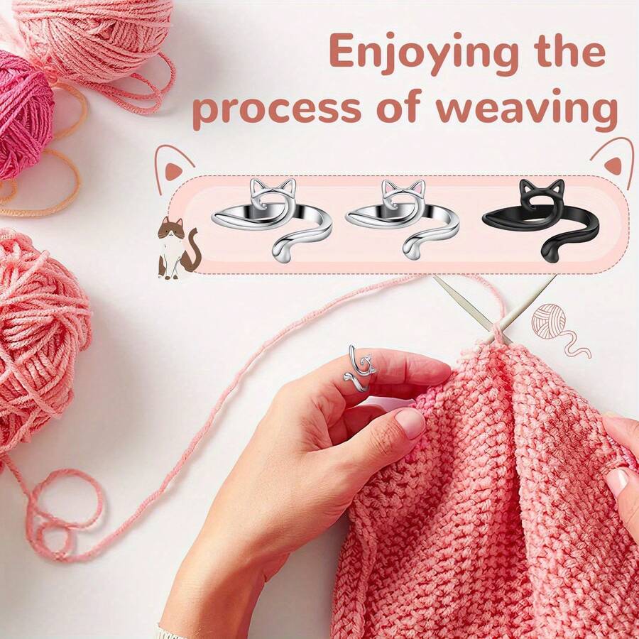 2 chiếc dụng cụ giữ ngón tay có thể điều chỉnh - Dụng cụ định hướng sợi len cho kim móc - Dụng cụ may nhanh cho người đan móc - A - Xem 1